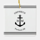 Nautical Anchor Custom (weiß & schwarz) Keramikornament (Vorderseite)