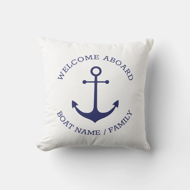 Nautical Anchor Custom Welcome Bard Marine blau Kissen (Vorderseite)