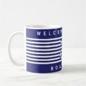 Nautical Anchor Design Navy Blue and White Stripe Kaffeetasse (Links)