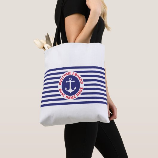 Nautical Anchor Design with Navy Stripes Tasche (Von Nahem)