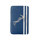 Nautical Anchor Dolphin Navy Blue Stripes Sailor Badematte (Vorderseite Vertikal)