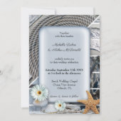 Nautical Anchor Dusty Blue Beach Wedding Einladung (Vorderseite)