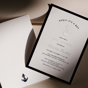 Nautical Anchor Elegant Boy Baby Showsilber Folieneinladung