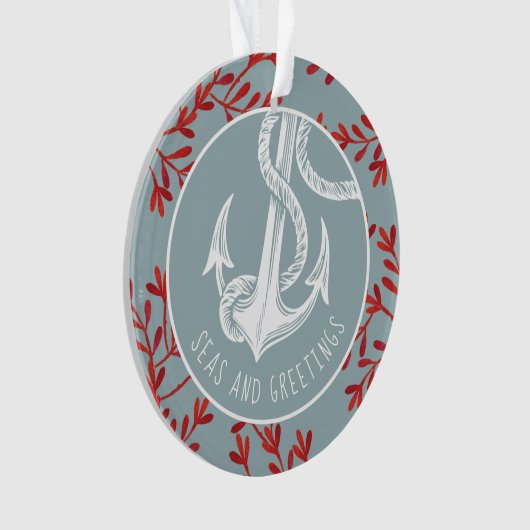 Nautical Anchor Erster Verheirateter Weihnachtssch Ornament (Vorderseite)