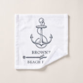 Nautical Anchor Family Name Beach House Badhandtuch Set (Waschlappen)