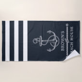 Nautical Anchor Family Name Beach House Strandtuch (Vorderseite)
