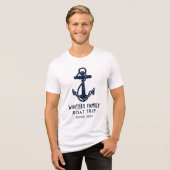 Nautical Anchor Family Trip Navy Blue Bootfahren Tri-Blend Shirt (Vorderseite voll)