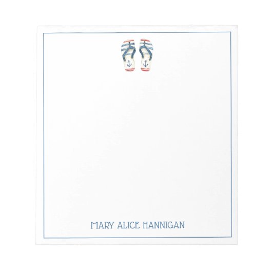 Nautical Anchor Flip Flops Personalized Notizblock (Vorderseite)