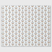 Nautical Anchor Floral Baby Girl Dusche Party Geschenkpapier (Flach)