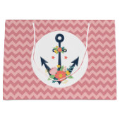 Nautical Anchor Floral Baby Girl Dusche Party Große Geschenktüte (Vorderseite)
