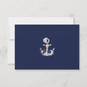 Nautical Anchor Floral Elegantes Skript Navy Blue RSVP Karte (Rückseite)