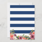 Nautical Anchor Floral Navy Stripes Babydusche Einladung (Rückseite)