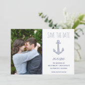 Nautical Anchor Foto Beach Hochzeit Save The Date (Stehend Vorderseite)