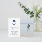 Nautical Anchor Foto Wedding Save the Date Ankündigungspostkarte (Stehend Vorderseite)