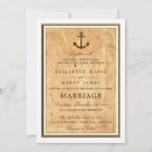 Nautical Anchor Gerahmte Vintage Paper Wedding Einladung (Vorderseite)