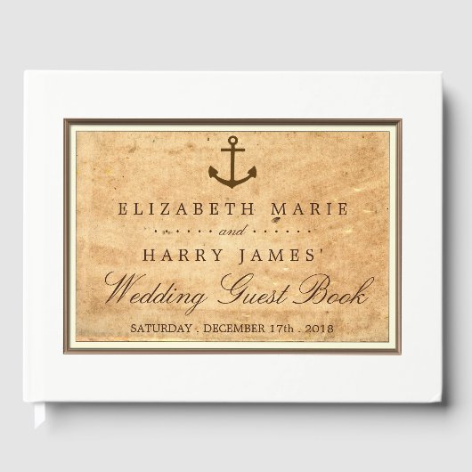 Nautical Anchor Gerahmte Vintage Paper Wedding Gästebuch (Vorderseite)