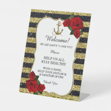 Nautical Anchor Gold Black Stripes Hochzeitsicherh