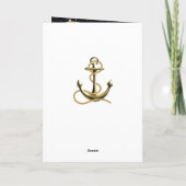 Nautical Anchor Gold Black Stripes Hochzeitsprogra Karte (Rückseite)