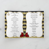 Nautical Anchor Gold Black Stripes Hochzeitsprogra Karte (Innenseite)