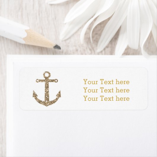 Nautical Anchor Gold Glitzer Glam Address Labels (Insitu)