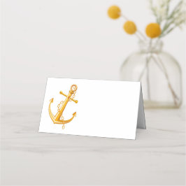 Nautical Anchor Gold Wedding Beach Summer Elegante Platzkarte