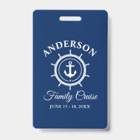 Nautical Anchor Helm Navy Blue Family Cruise
