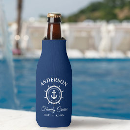 Nautical Anchor Helm Navy Blue Family Cruise Flaschenkühler