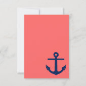 Nautical Anchor Hochzeitseinladung Koralle Einladung (Rückseite)
