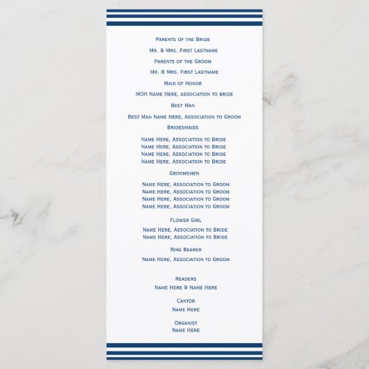 Nautical Anchor-Hochzeitsprogramm Programm (Rückseite)