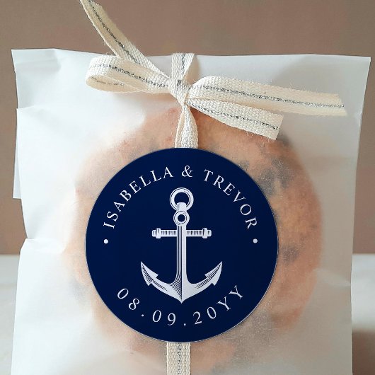 Nautical Anchor-Hochzeitstag Runder Aufkleber