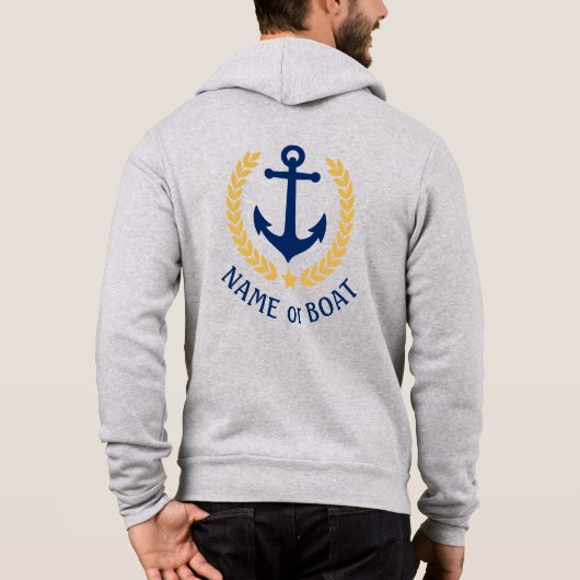 Nautical Anchor Ihr Boot Name Gold Laurel Star Hoodie (Rückseite)