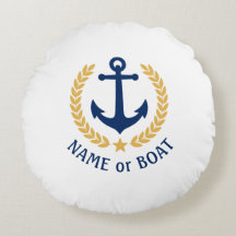 Nautical Anchor Ihr Boot Name Gold Laurel White