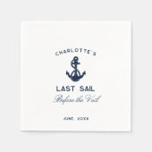 Nautical Anchor Last Sail Before Veil Bachelorette Serviette (Vorderseite)