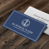 Nautical Anchor Logo Elegante Navy Blue Visitenkarte