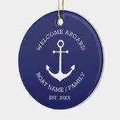 Nautical Anchor Marine Blue Custom Willkommen an B Keramik Ornament (Links)