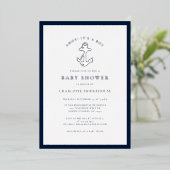 Nautical Anchor Minimalistisch Boy Baby Shooter Si Folieneinladung (Stehend vorne)