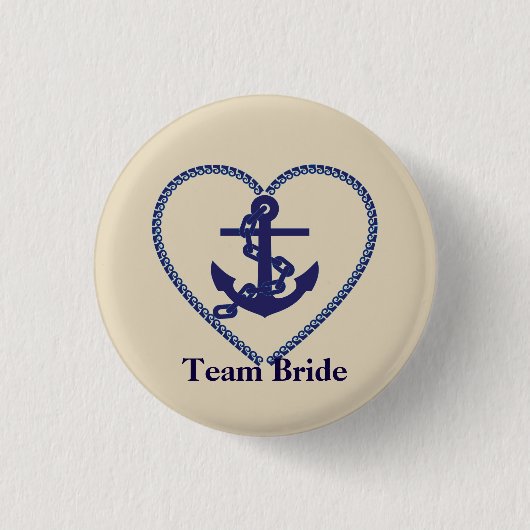 Nautical Anchor mit Rope Heart Wedding Team Bridge Button (Vorderseite)