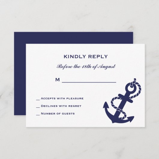 Nautical Anchor mit Rope Wedding Einladung (Vorne/Hinten)