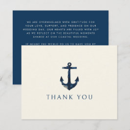 Nautical Anchor Moderne blaue Hochzeit der Marine Dankeskarte
