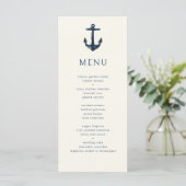 Nautical Anchor Moderne einfache Hochzeit der Mari Menükarte (Stehend Vorderseite)