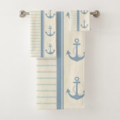 Nautical Anchor Moderner Abstrakter Streifen Badhandtuch Set (Insitu)