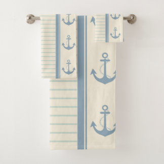 Nautical Anchor Moderner Abstrakter Streifen Badhandtuch Set