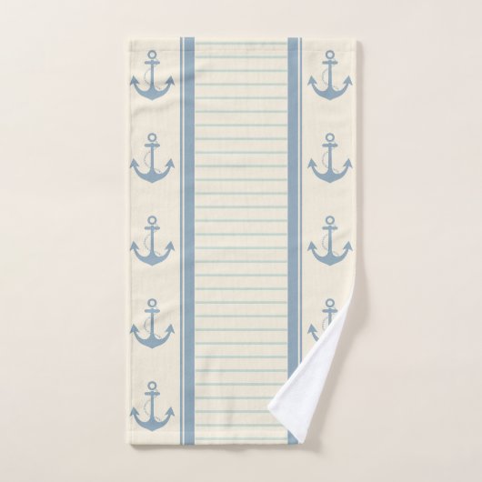Nautical Anchor Moderner Abstrakter Streifen Badhandtuch Set (Handtuch)