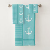 Nautical Anchor Moderner Abstrakter Streifen Badhandtuch Set (Insitu)