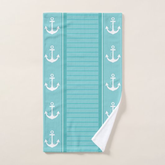 Nautical Anchor Moderner Abstrakter Streifen Badhandtuch Set (Handtuch)