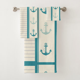 Nautical Anchor Moderner Abstrakter Streifen Badhandtuch Set