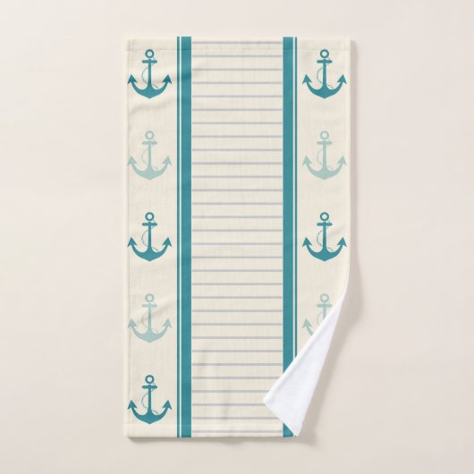 Nautical Anchor Moderner Abstrakter Streifen Badhandtuch Set (Handtuch)
