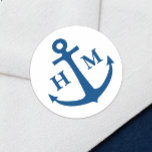 Nautical Anchor Monogram Beach Wedding Runder Aufkleber<br><div class="desc">Seal your love story with our customizable stickers featuring a charming monogram anchor! This nautical-inspired envelope seal adds a touch of romance and a dash of seaside charm to your wedding envelopes. Elegant and personal, it's the perfect finishing touch for your invites. Make a lasting impression as you invite your...</div>