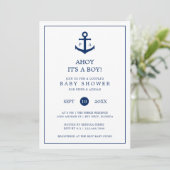 Nautical Anchor Monogram Boy Couples Kinderdusche Einladung (Stehend Vorderseite)