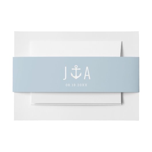 Nautical Anchor Monogram For New England Wedding Einladungsbanderole (Vorderseite Beispiel)